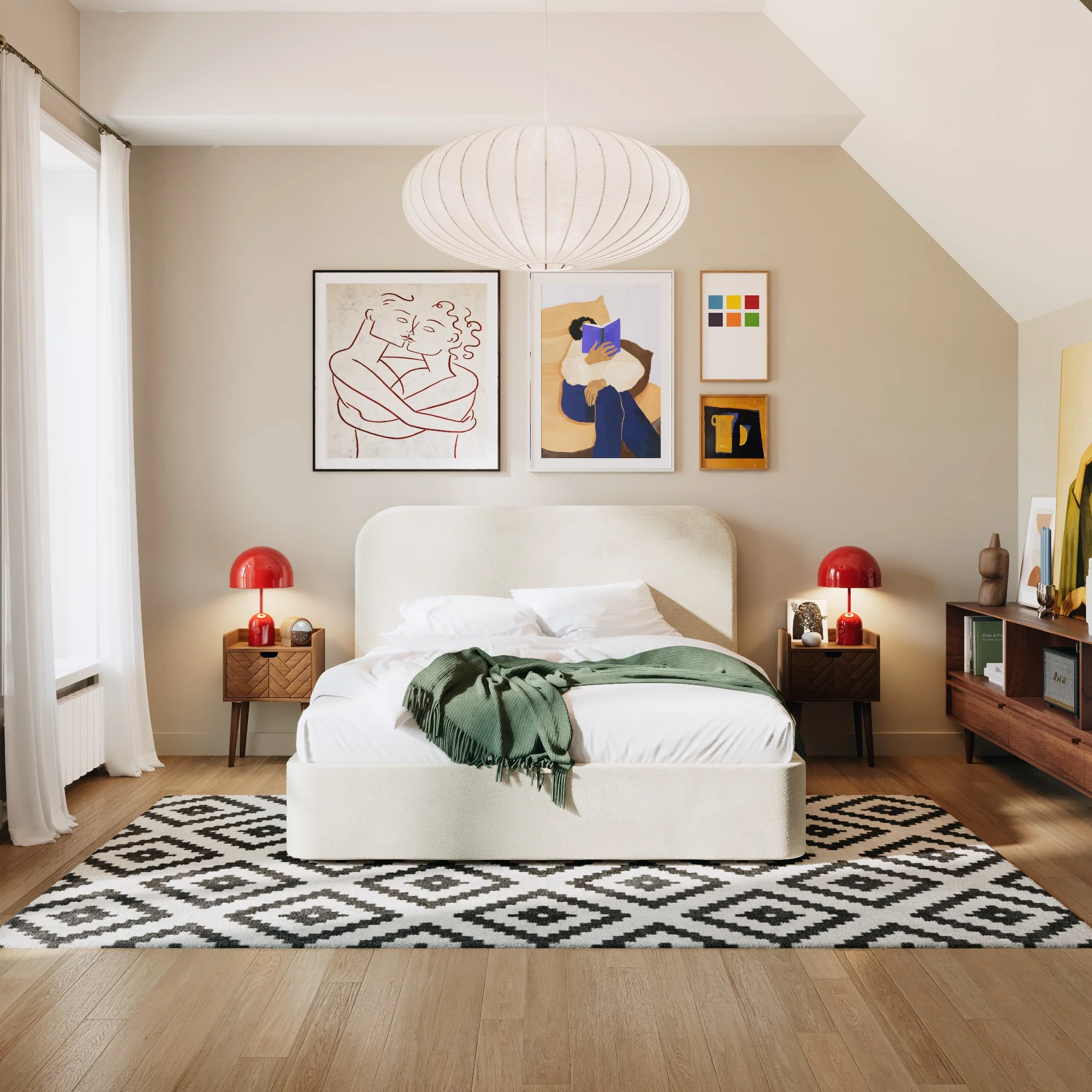 Kopfteil Bett aus Bouclé-Gewebe - Image 3