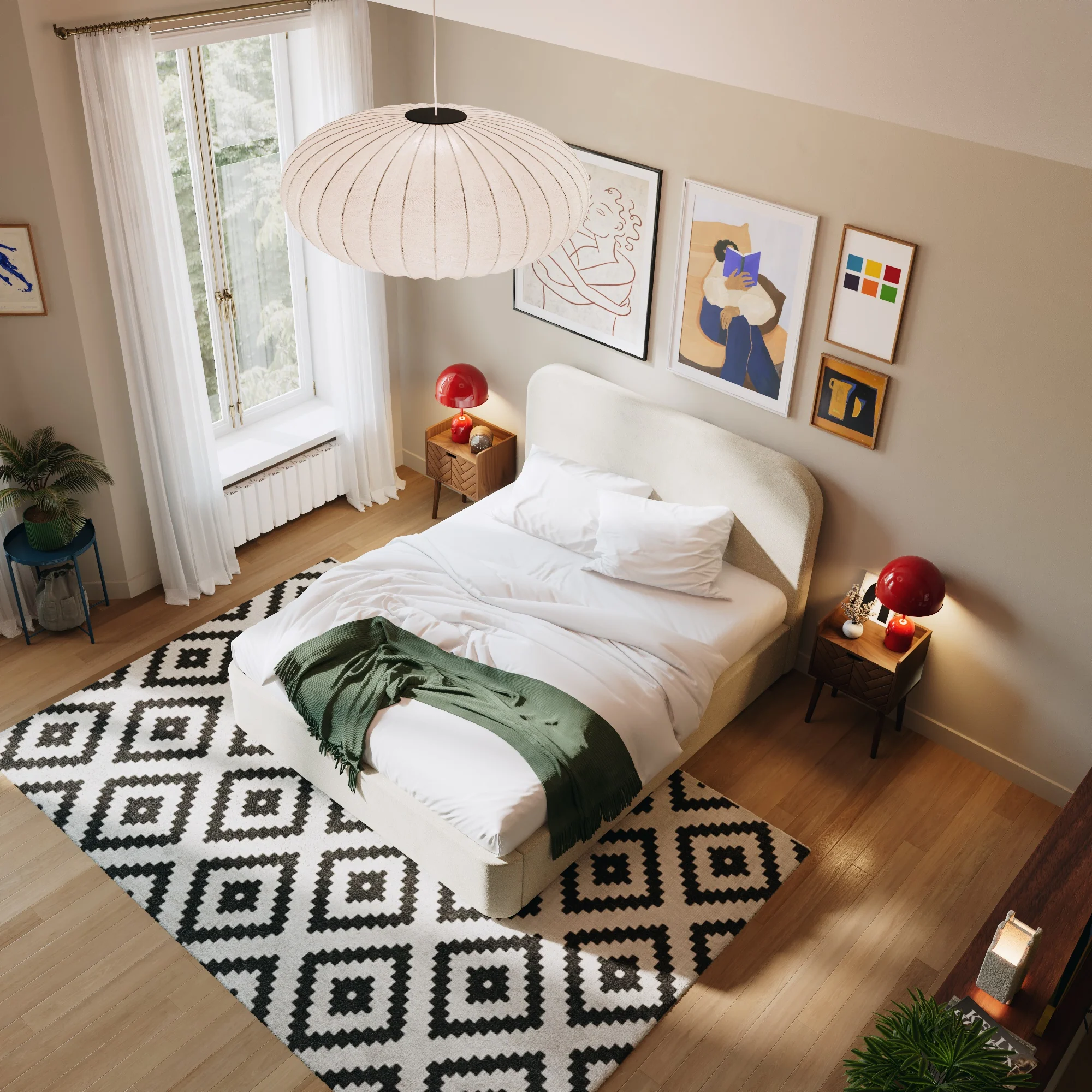 Kopfteil Bett aus Bouclé-Gewebe - Image 4