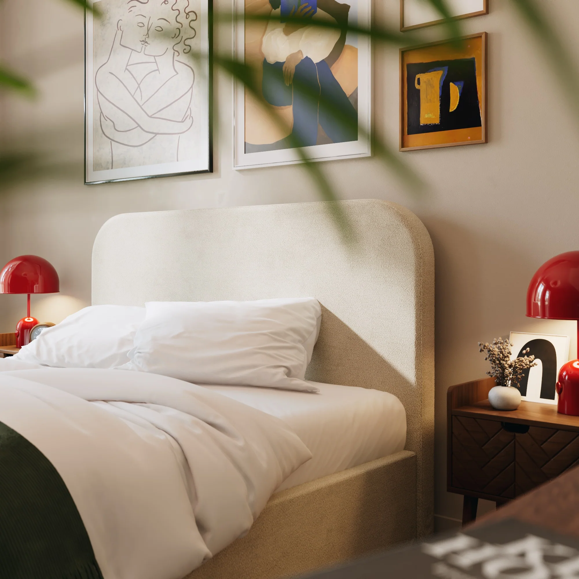 Kopfteil Bett aus Bouclé-Gewebe - Image 5